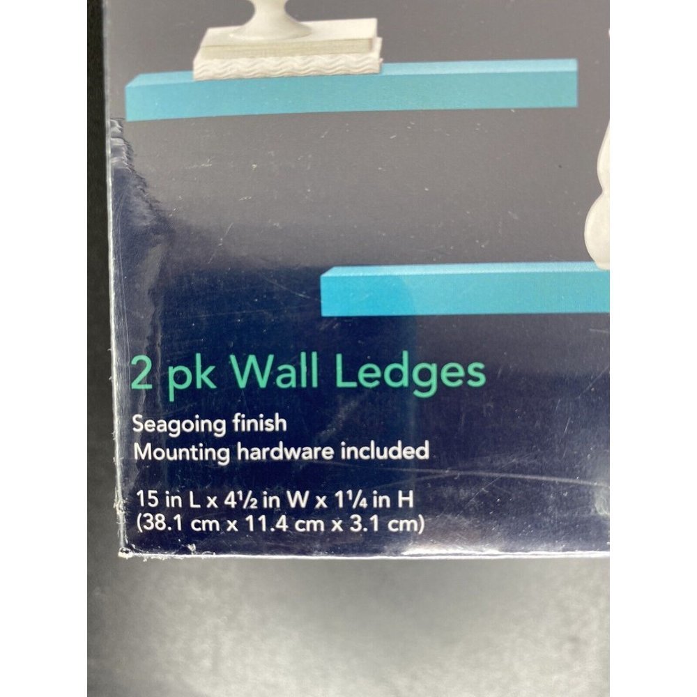 Pair of Room Essentials Teal Wall Ledge Black Shelf 15" x 4.5"x 1.25" Seagoing - Picture 6 of 7